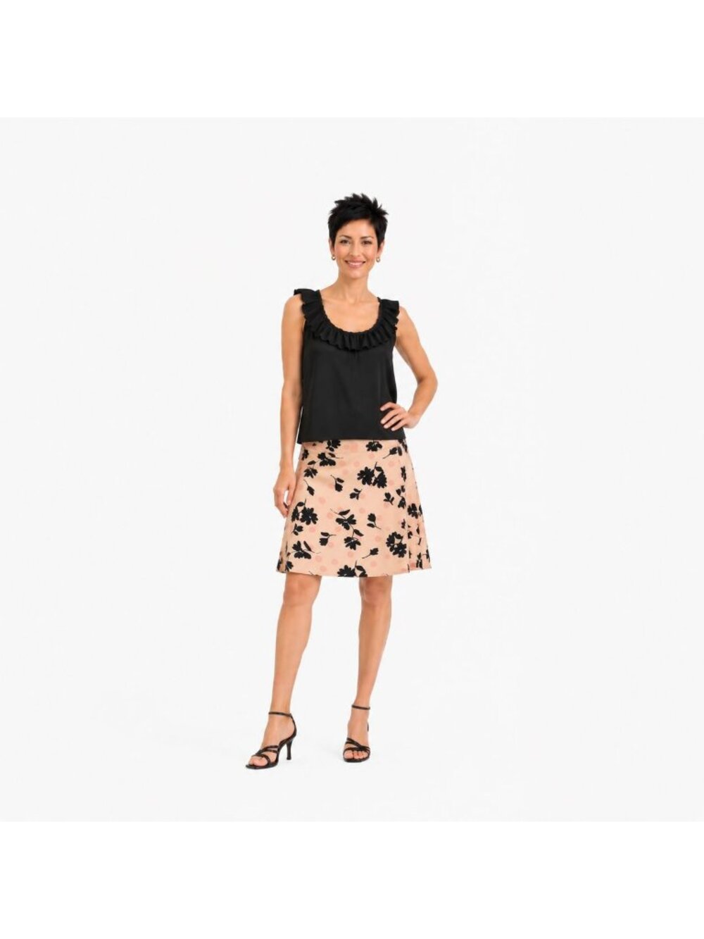 2/$30 Banana Republic Size 4 Floral & Polka Dot Skirt Pink, Peach & Black
